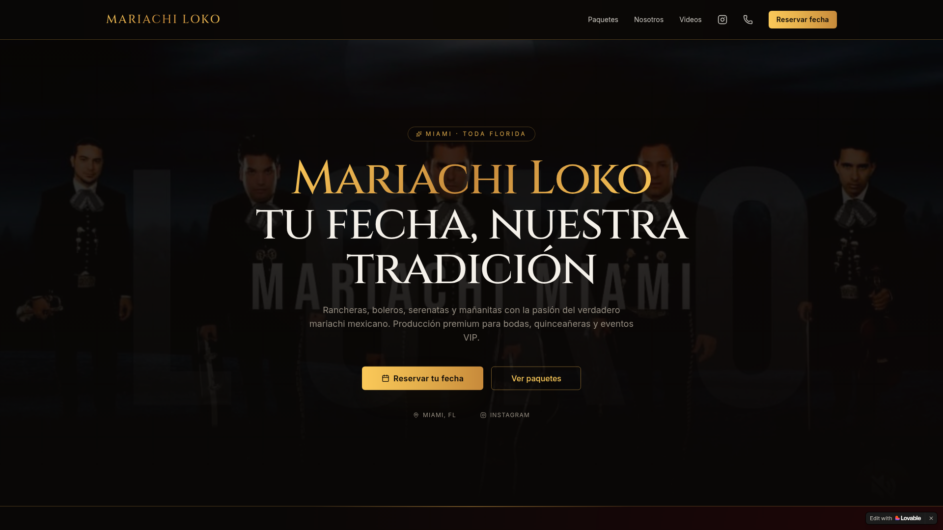 Captura del sitio Mariachi Loko
